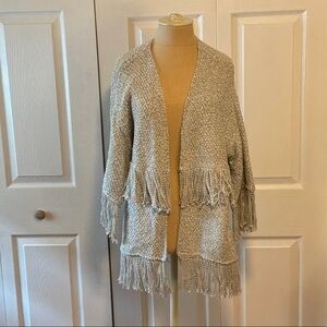 Cupcakes and Cashmere Cream Fringe Cardigan NWT -M